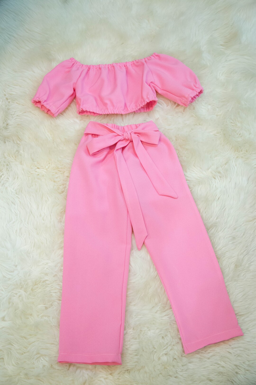 Pink Crop Top Pants Set - Etsy
