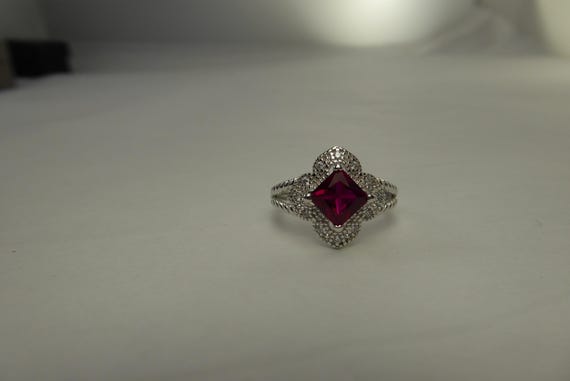 NEW Size 6 Ring Sterling Silver Square Ruby Color… - image 11