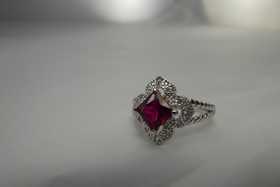 NEW Size 6 Ring Sterling Silver Square Ruby Color… - image 13