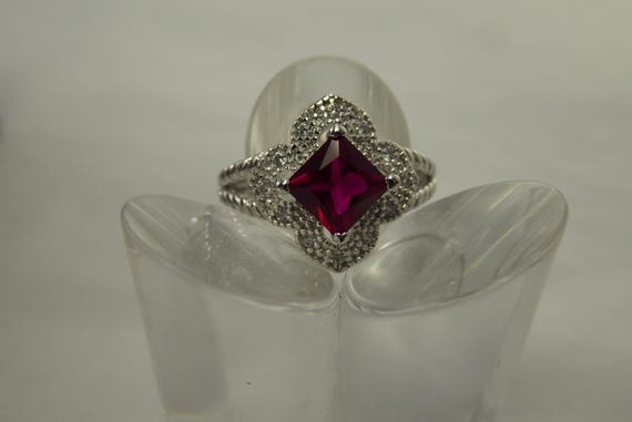 NEW Size 6 Ring Sterling Silver Square Ruby Color… - image 16