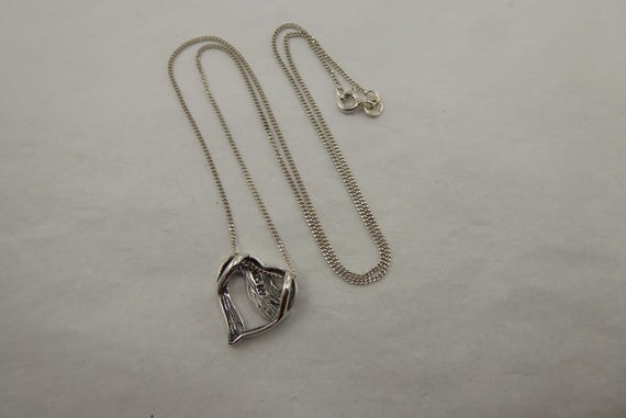 925 Solid Sterling Silver Open Heart Marcasite Ne… - image 6