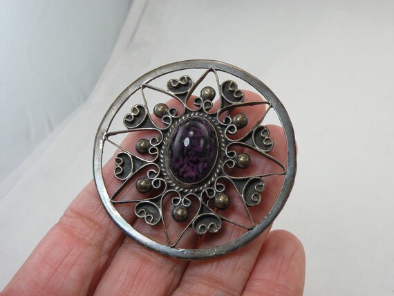 Pin Brooch Jelly Belly 900 Silver Mexico MFR Purp… - image 2