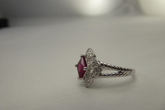NEW Size 6 Ring Sterling Silver Square Ruby Color… - image 12