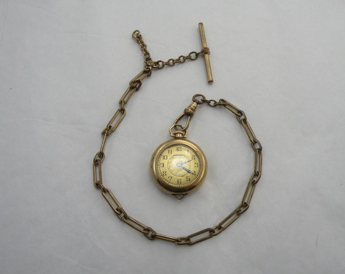 Vintage Antique Pocket Watch Gold With Chain Estate Find 1 Wide Etsy