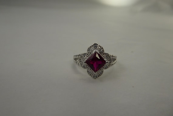 NEW Size 6 Ring Sterling Silver Square Ruby Color… - image 10
