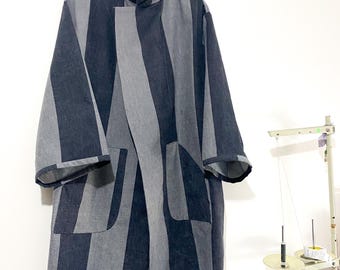 Gestreepte, katoenen oversized trenchcoat: boxy lang jack