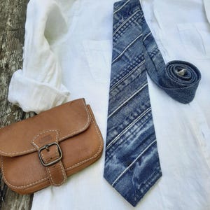 Monochrome upcycled denim tie handmade recycled jeans necktie sustainable eco-friendly gift for him her unique unisex accessory