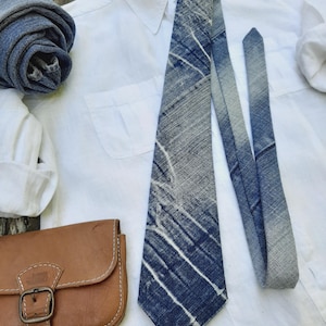Stonewashed crinkle denim tie effortlessly cool, sustainable, and truly unique and unisex jeans tie gift for him gift for her