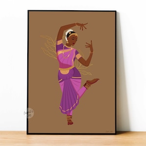 Indian Art, feminine wall art, woman illustration ,Bharatanatyam Art,Indian Home Decor, Tamil art,indian print, INSTANT DOWNLOAD