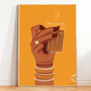 Cutting chai tea art print, chai wall art, indian kitchen prints, desi wall art, desi kitchen poster, indian restaurant wall art, PRINTABLES