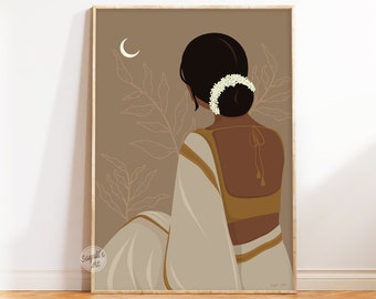 Desi Art, Indian Art, Indian Wall Art, South Asian Art, Tamil, Asian Art, South Indian Art, Brown Girl,  Desi Print, Digital download
