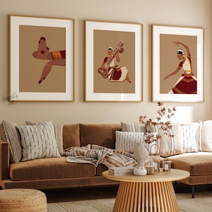 Set of 3 indian art, Bharatanatyam Art,  Desi Art, South Asian Art , Brown Girl Art,Tamil girl Art,Indian Dancer Art, digital download
