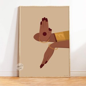 Bharatanatyam mudra art ,desi art, Indian Dancer Art, south Asian art,Brown Girl Wall Art, Tamil girl Art ,American Indian Art,