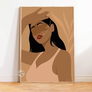 Modern Indian woman art, abstract Indian art, Desi Art, Indian Wall Art, South Asian Art, Tamil girl art, Brown Girl print, Digital download