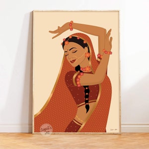 Radha playing garba art, Navratri art, dandiya art, Indian Art, Indian Dancer art, Radha krishna, south Asian art, Desi art,digital Download