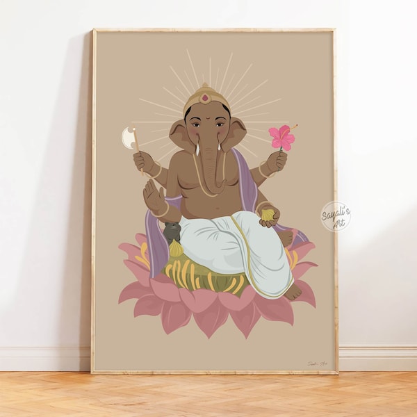 lord Ganesh print, ganesha wall decor,cute ganapati bappa artwork printable, instant download
