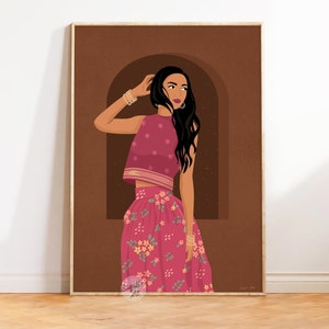 Indian Wall Art, South Asian Wall Art, Desi Art, Modern Indian Woman Art, Brown Girl Art, South Indian Art, Tamil Art, instant download