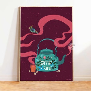 Chai Wall Art, kitchen decor,  indian wall art ,instant download