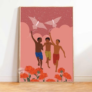 South Asian art,desi prints, Indian village art,childhood art,modern indian art,indian kids room decor,desi art,digital download