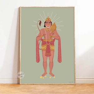 Hanuman Kunst, Hanuman Druck, Hanuman Malerei, indischer Gott, Hanuman Wandkunst, Hindu Kunst, Ramayana Kunst, Hindu Gott indische Dekoration, sofort Download