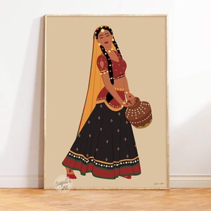 Desi art, Navratri Garaba art,indian woman dandiya art, Indian art, Gujrati art print,Indian Dancer art,south Asian art,digital Download