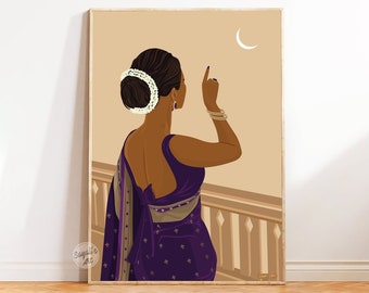 Desi Art, Indian Art, brown girl art, South Asian Art, Tamil girl, Asian Art, South Indian Art, Indian Wall Art, Desi Print, PRINTABLE ART