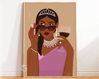 Modern Indian woman art, Desi Art, Indian Art, Indian Wall Art, South Asian Art, Tamil girl art, Brown Girl,  Desi Print, Digital download