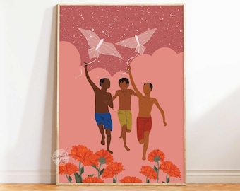 South Asian art,desi prints, Indian village art,childhood art,modern indian art,indian kids room decor,desi art,digital download
