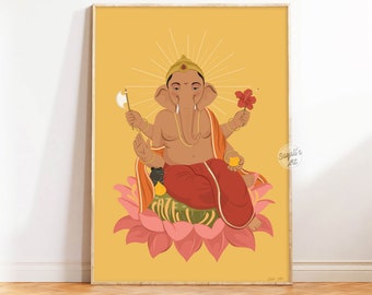 Ganesha print, Ganpati art, ganesha painting, ganesha decor entryway ,Ganapati painting, Indian housewarming gift, instant download
