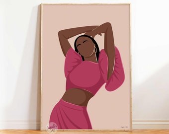 Modern Indian woman art , South Asian Wall Art, Desi Art, abstract woman art , Brown Girl Art, South Indian Art, Tamil Art, instant download