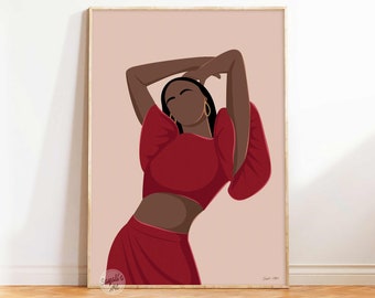 Modern indian art, brown girl art, desi art, abstract woman art, tamil girl,, south asian art, south indian art, digital download