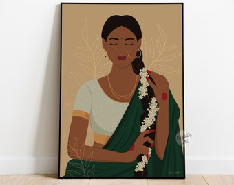 Indische Kunst, Südasien, braune Mädchenkunst, Desi Kunst, indische Frau Kunst, tamilische Mädchenkunst, indianische Kunst, Telugu Kunst, digitaler Download