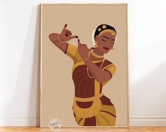 Bharatanatyam Art, ,Krishna mudra art, Desi art, Indian Dancer Art, Indian painting, Brown Girl Art, South Asian art, Tamil girl Art
