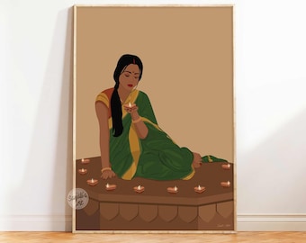 Desi Art, Indian Art, Indian Wall Art, South Asian Art, Tamil, Asian Art, South Indian Art, Brown Girl, Desi Print, Digital download