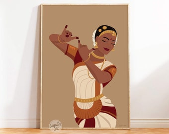Indische Tänzerin Kunst, Bharatanatyam Kunst, Desi Kunst, Brown Mädchen Kunst, südasiatische Kunst, tamilische Mädchenkunst, indianische Kunst, digitaler Download