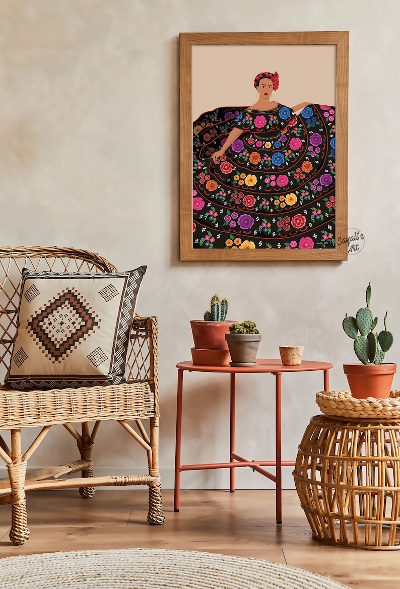 Mexican Artlatino Art Chiapas Costume Colorful Mexican Art Etsy