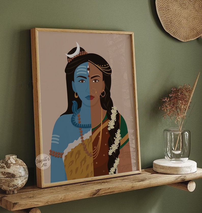 GNKIO Spiritual Art Shiva Shakti Shiva Art Lord Shiva Canvas Art Poster