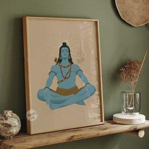 lord Shiva art, Shiva mediation art, Shiva painting, Shiva wall art, Hindu God illustration, Hindu God art, Hindu artwork, instant download image 5