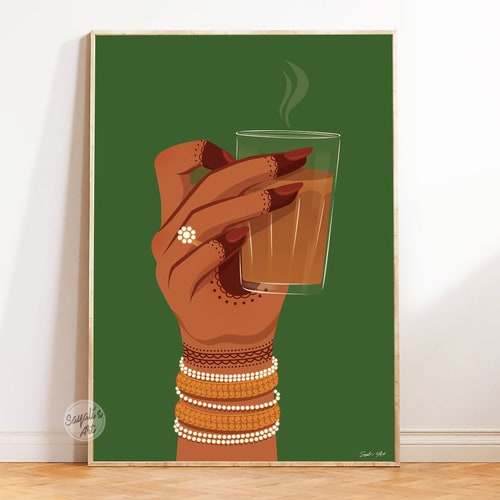 Découpe d'impression d'art de thé chai, art mural chai, estampes de cuisine indienne, art mural desi, affiche de cuisine desi, art mural de restaurant indien, IMPRIMABLES