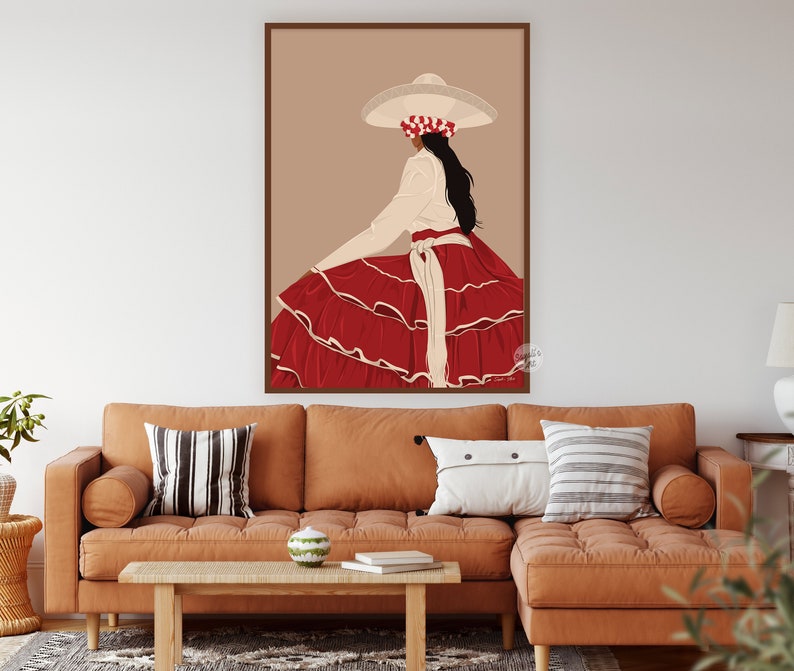 Mexican Woman Art Mexico Wall Art Print Hispanic Art Etsy