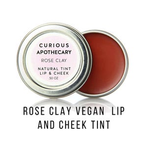 Rose Clay Lip and Cheek Tint Curious Apothecary. Vegan. Unscented Gift for her | Gift under 30.