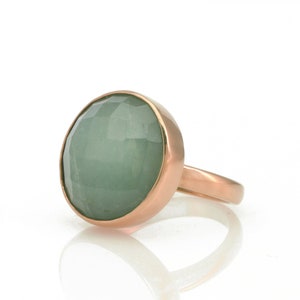 Handmade Rose Gold Aquamarine Ring · Bezel Set Ring · March Birthstone Ring · Unique Gift for Women · Serenity Ring