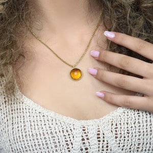 Citrine Bezel Necklace · November Birthstone Necklace · Bezel Set Stone Necklace · Orange Citrine Necklace · Everyday Pendant For Health