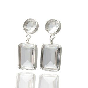 Clear Quartz Stone Silver Earrings · Handmade Bezel Set Earrings · April Birthstone Custom Earrings · Extra Long Earrings