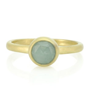 Aquamarine Gold Ring · Handmade March Birthstone Ring · Semiprecious Aquamarine Ring · Minimalist Bezel Set Ring · 14k Gold Filled Ring