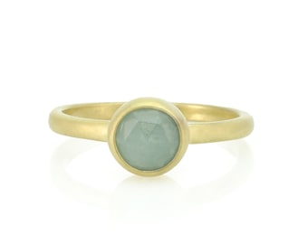 Aquamarine Gold Ring · Handmade March Birthstone Ring · Semiprecious Aquamarine Ring · Minimalist Bezel Set Ring · 14k Gold Filled Ring