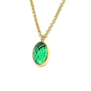 Oval Cut Smaragd Halskette · Bezel Set Gold Anhänger · Mai Birthstone Halskette · 18k Gold Vermeil Halskette · 24k Oval Anhänger · Geschenk für Sie