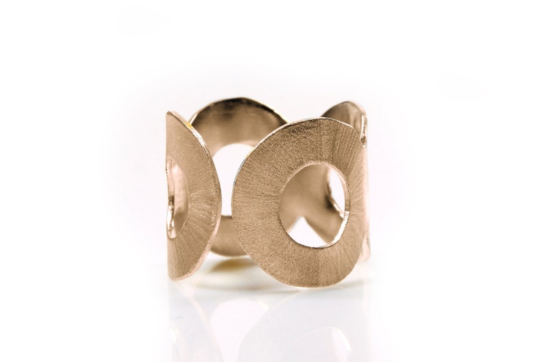 Adjustable circle ring,handmade ring,wide ring,rose gold ring,solid rose gold rings,cuff ring,gold ring,brushed gold