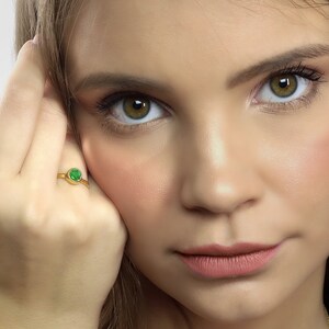 Delicate May Birthstone Ring · Round Emerald Gemstone Ring · Stackable Bezel Set Ring · Fine Quality Ring · Timeless Rings