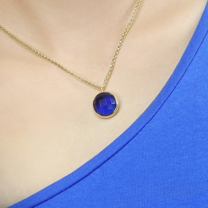 Blue Sapphire Pendant Necklace · September Birthstone Necklace · Bezel Set Bridal Necklace · Blue Gemstone Necklace · Bridesmaid Gifts